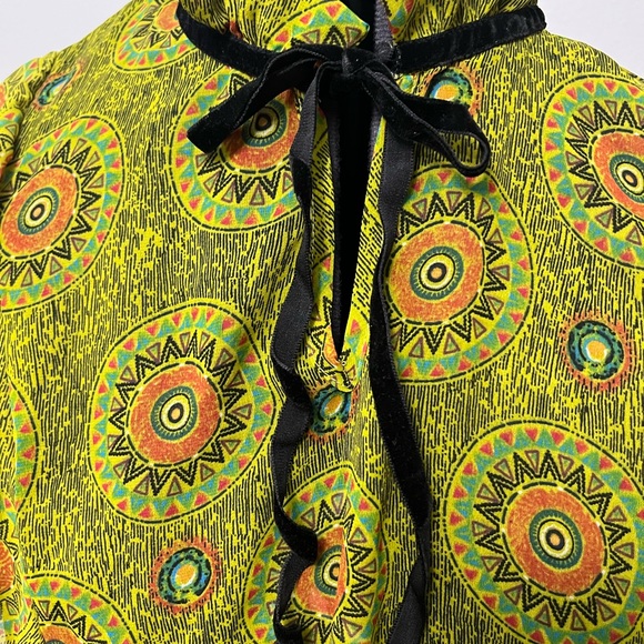 Iky & Me Flowy Mandala Cold Shoulder Ruffle Tie Up Top - Picture 16 of 16